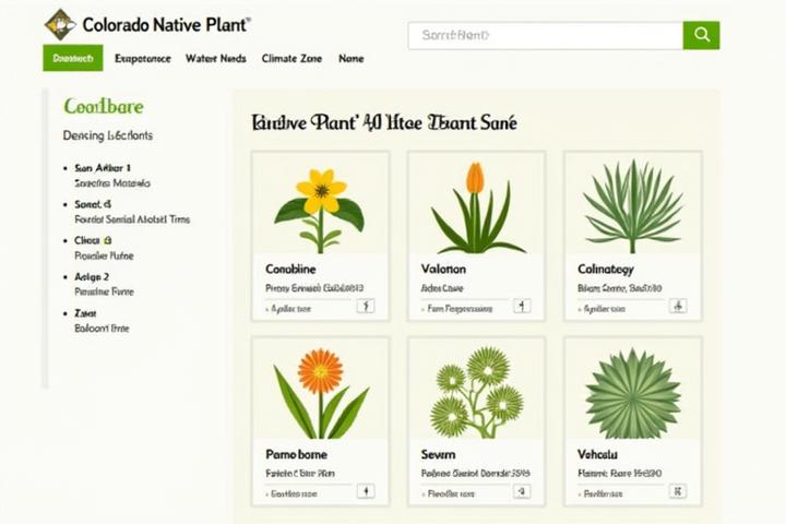Screenshot of an interactive plant database interface with filters for climate zone, sun exposure, and bloom time