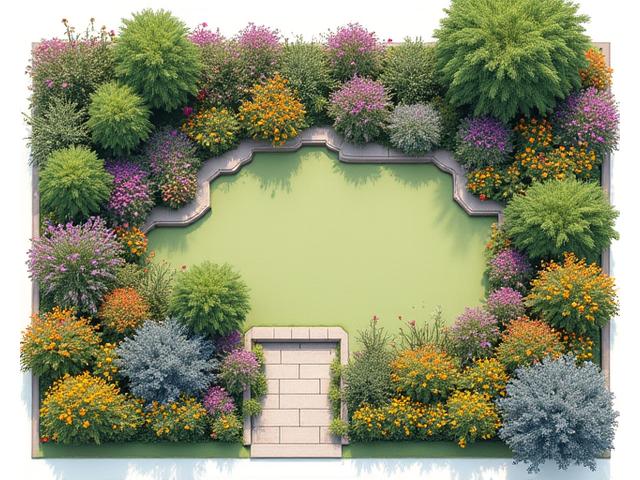 Pollinator garden design template attracting bees and butterflies