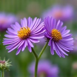 Prairie Aster with purple blooms.