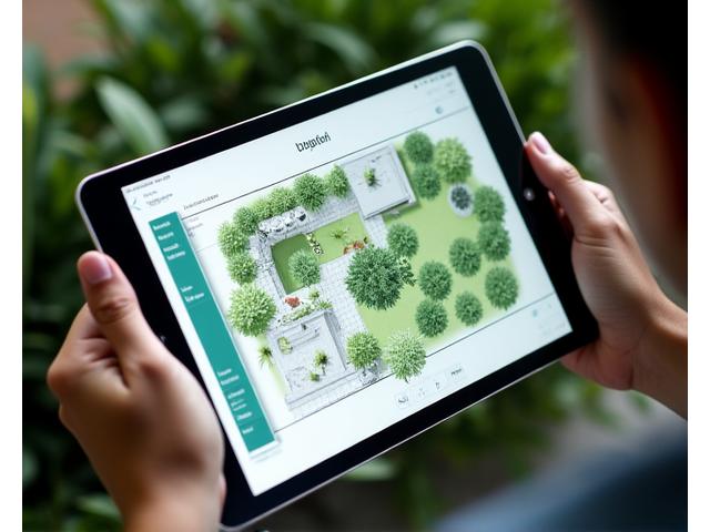 Garden design software interface showing a native plant combination tool with various plant icons and proposed layout.
