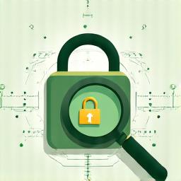 Illustration of a magnifying glass inspecting a digital lock, symbolizing regular security audits