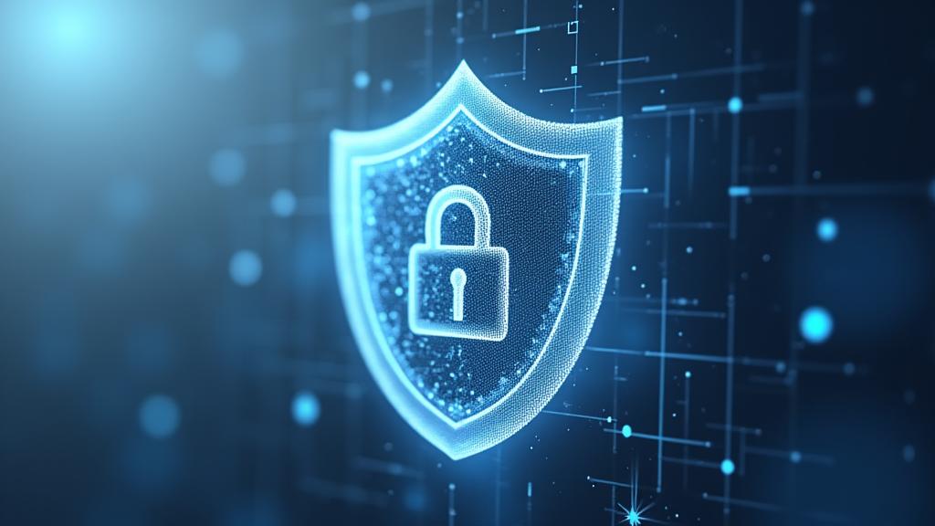 An abstract yet recognizable image depicting digital security concepts, like a shield or lock icon, integrated with natural, flowing lines and a subtle green hue, emphasizing secure and ethical online learning.